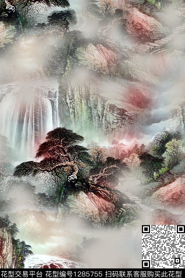 女装连衣裙中国风数码印花华亿平台下载（图片编号: 1285755） - 瓦栏（Walan）