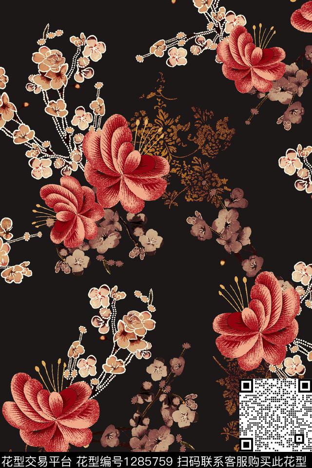 女装数码华亿平台花卉数码印花华亿平台下载（图片编号: 1285759） - 瓦栏（Walan）