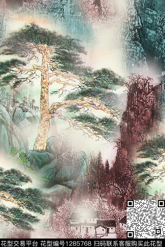 女装连衣裙中国风数码印花华亿平台下载（图片编号: 1285768） - 瓦栏（Walan）