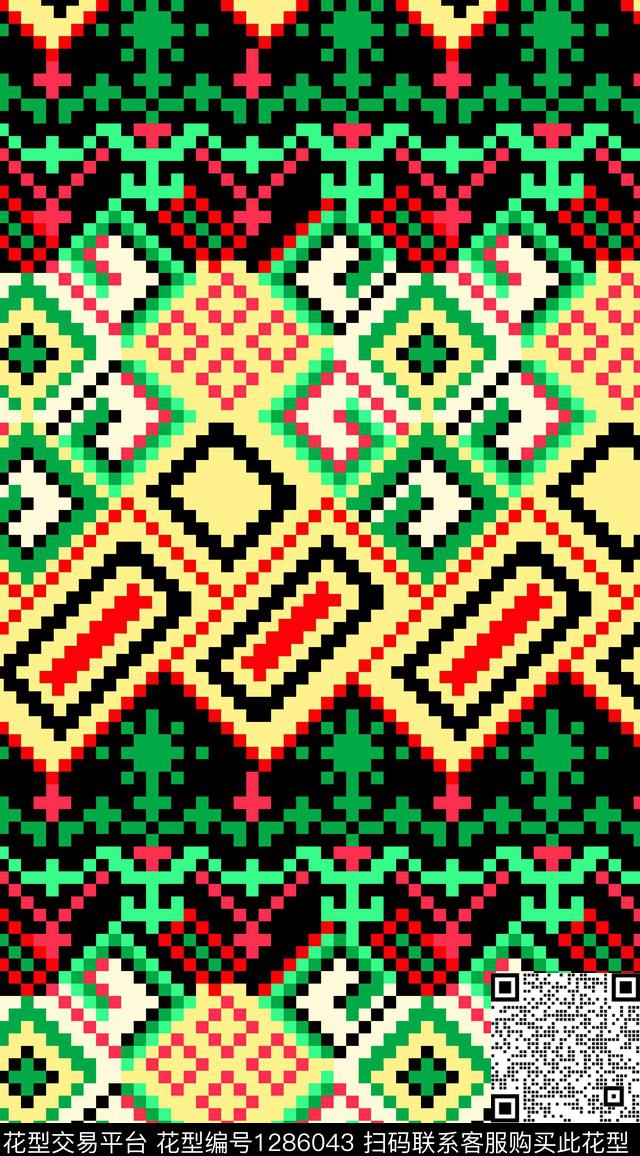 网纱雪纺系列几何组合传统印花华亿平台下载（图片编号: 1286043） - 瓦栏（Walan）