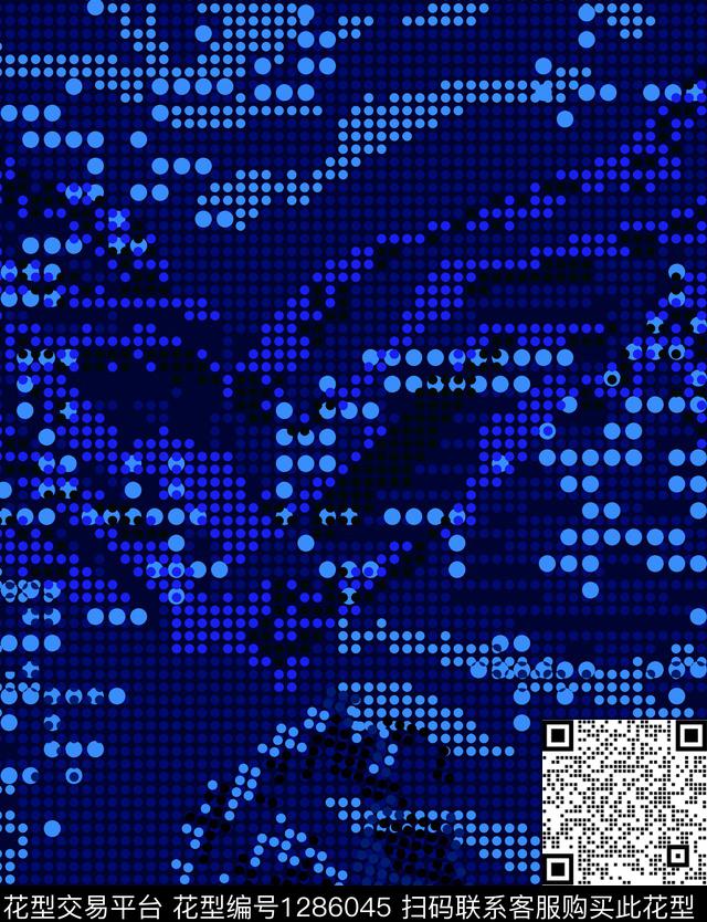 蓝色系列流行时尚传统印花华亿平台下载（图片编号: 1286045） - 瓦栏（Walan）