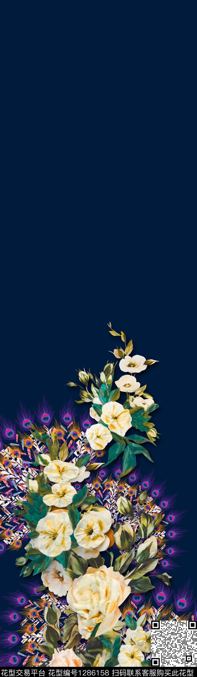 定位花花卉大牌风传统印花华亿平台下载（图片编号: 1286158） - 瓦栏（Walan）