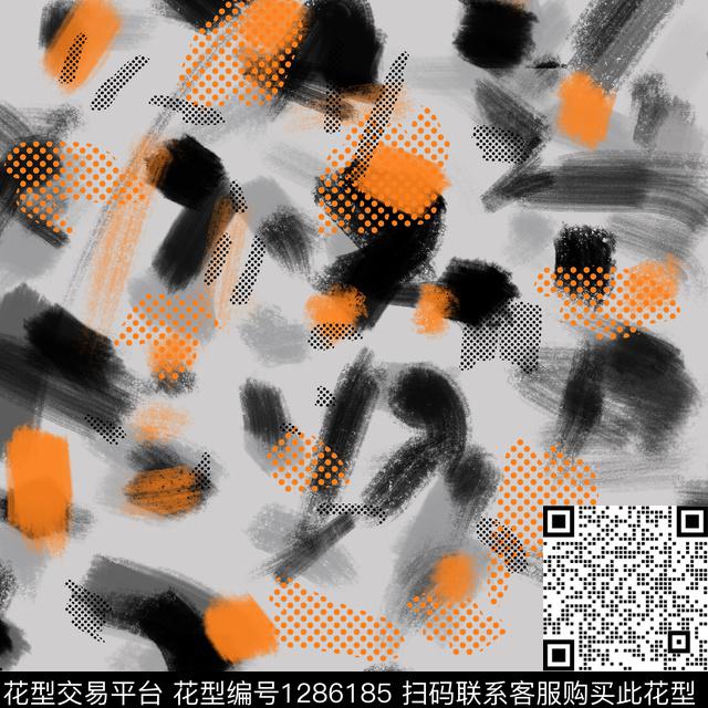 线条画笔触波点数码印花华亿平台下载（图片编号: 1286185） - 瓦栏（Walan）