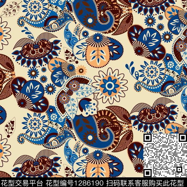 复古佩斯利波普传统印花华亿平台下载（图片编号: 1286190） - 瓦栏（Walan）