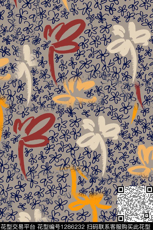 涂鸦插画抽象数码印花华亿平台下载（图片编号: 1286232） - 瓦栏（Walan）