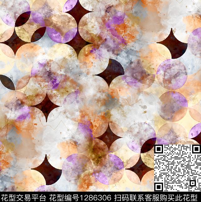 水彩几何抽象数码印花华亿平台下载（图片编号: 1286306） - 瓦栏（Walan）