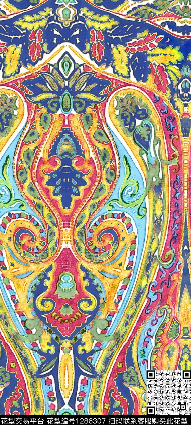 手绘民族风速写草图数码印花华亿平台下载（图片编号: 1286307） - 瓦栏（Walan）