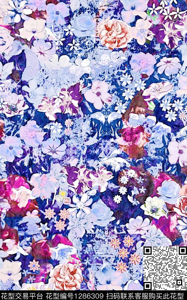 花卉手绘速写草图数码印花华亿平台下载（图片编号: 1286309） - 瓦栏（Walan）