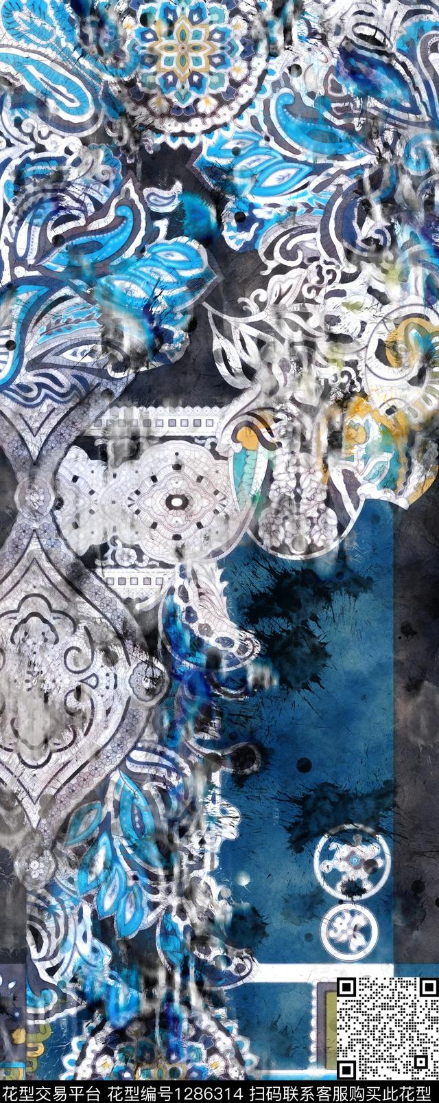 水彩手绘民族风数码印花华亿平台下载（图片编号: 1286314） - 瓦栏（Walan）