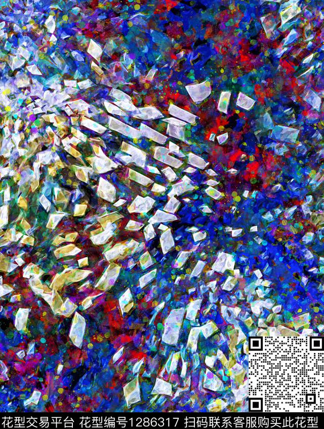 肌理抽象手绘数码印花华亿平台下载（图片编号: 1286317） - 瓦栏（Walan）