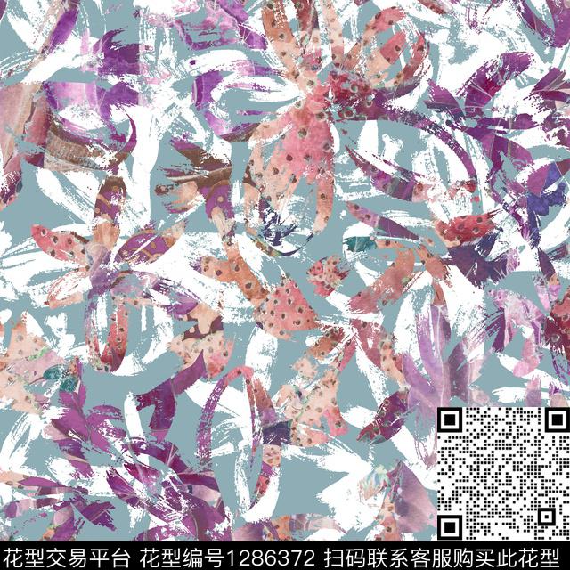 花卉抽象数码印花华亿平台下载（图片编号: 1286372） - 瓦栏（Walan）