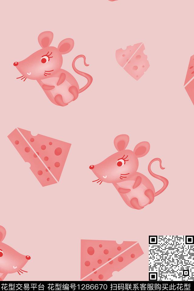 动物卡通老鼠数码印花华亿平台下载（图片编号: 1286670） - 瓦栏（Walan）