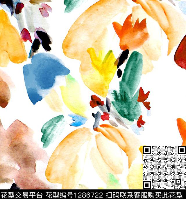 大牌风笔触watercolor数码印花华亿平台下载（图片编号: 1286722） - 瓦栏（Walan）