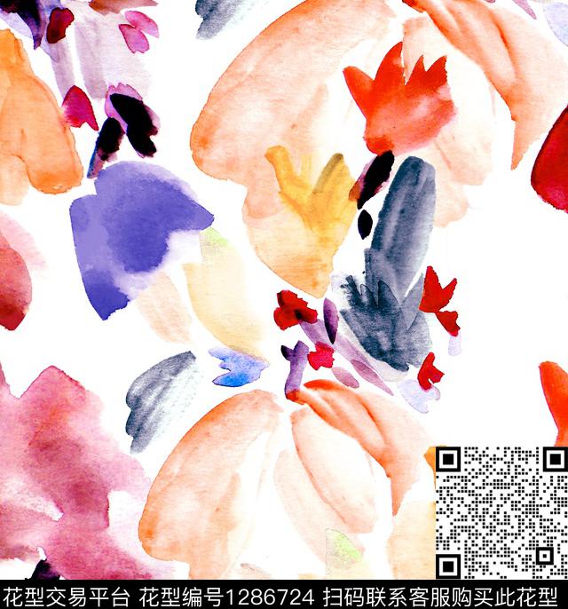 大牌风笔触watercolor数码印花华亿平台下载（图片编号: 1286724） - 瓦栏（Walan）