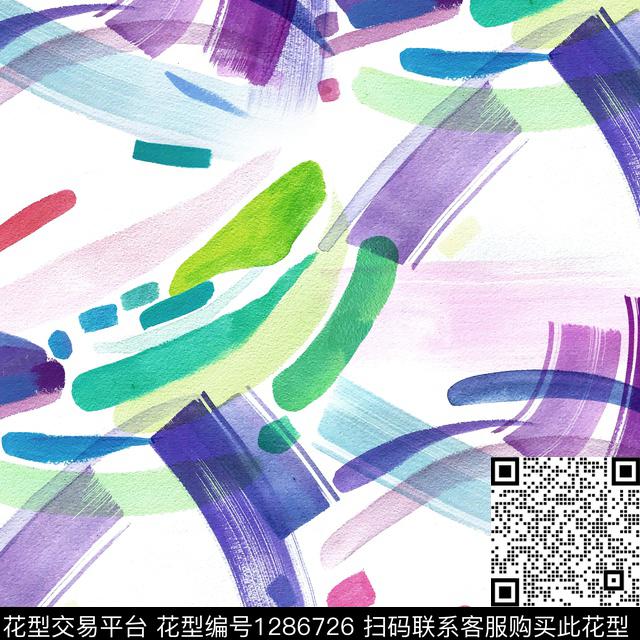 大牌风笔触watercolor数码印花华亿平台下载（图片编号: 1286726） - 瓦栏（Walan）