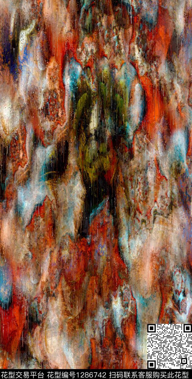 肌理抽象手绘数码印花华亿平台下载（图片编号: 1286742） - 瓦栏（Walan）