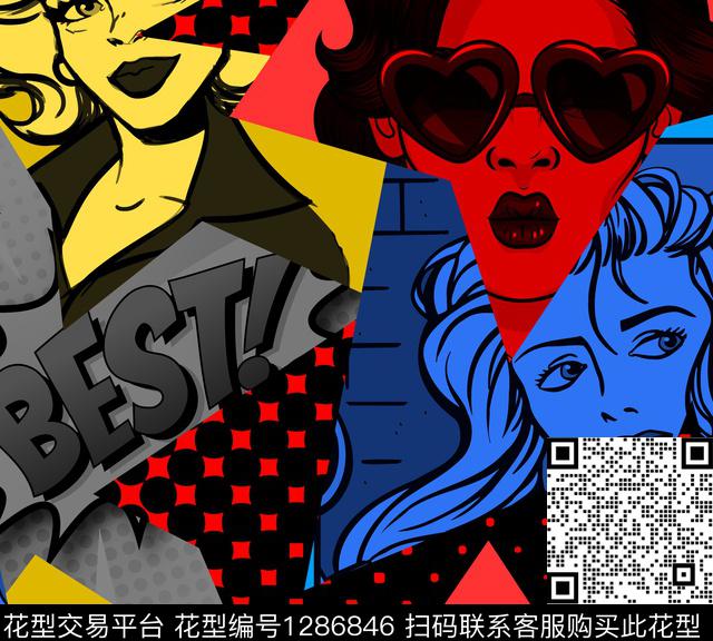 波普趣味剪影数码印花华亿平台下载（图片编号: 1286846） - 瓦栏（Walan）