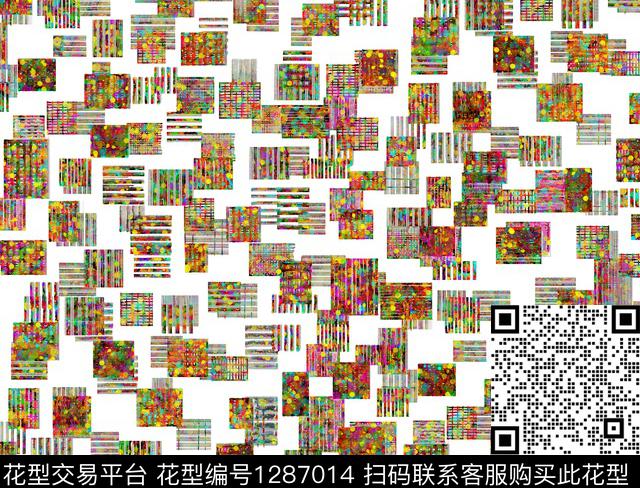 格子手绘丙烯画数码印花华亿平台下载（图片编号: 1287014） - 瓦栏（Walan）