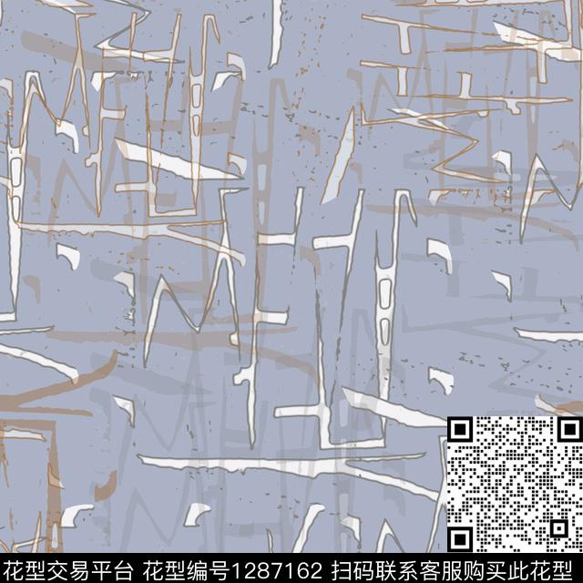 男装涂鸦印花手绘线条笔触数码印花华亿平台下载（图片编号: 1287162） - 瓦栏（Walan）