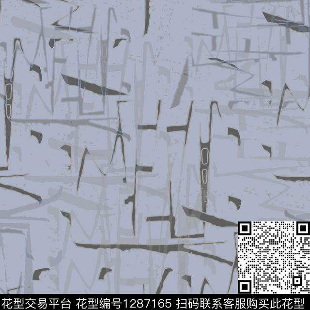 男装涂鸦印花手绘线条笔触数码印花华亿平台下载（图片编号: 1287165） - 瓦栏（Walan）