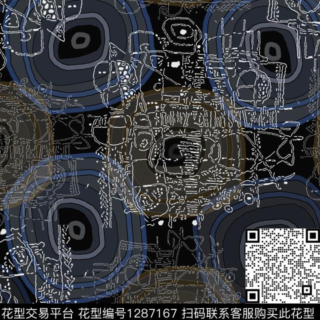 男装手绘线条笔触涂鸦印花数码印花华亿平台下载（图片编号: 1287167） - 瓦栏（Walan）