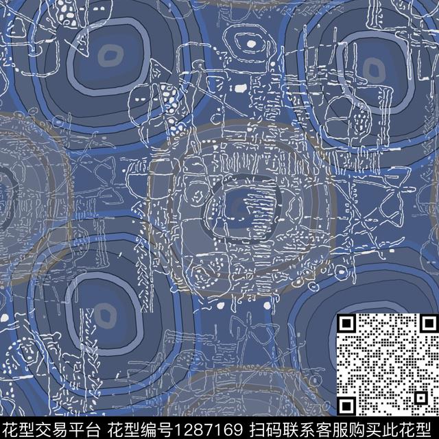 男装手绘线条笔触涂鸦印花数码印花华亿平台下载（图片编号: 1287169） - 瓦栏（Walan）