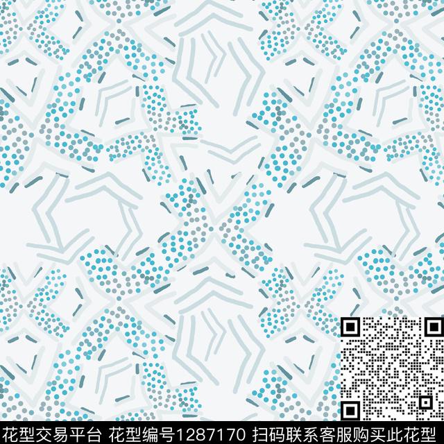 几何男装手绘线条笔触传统印花华亿平台下载（图片编号: 1287170） - 瓦栏（Walan）