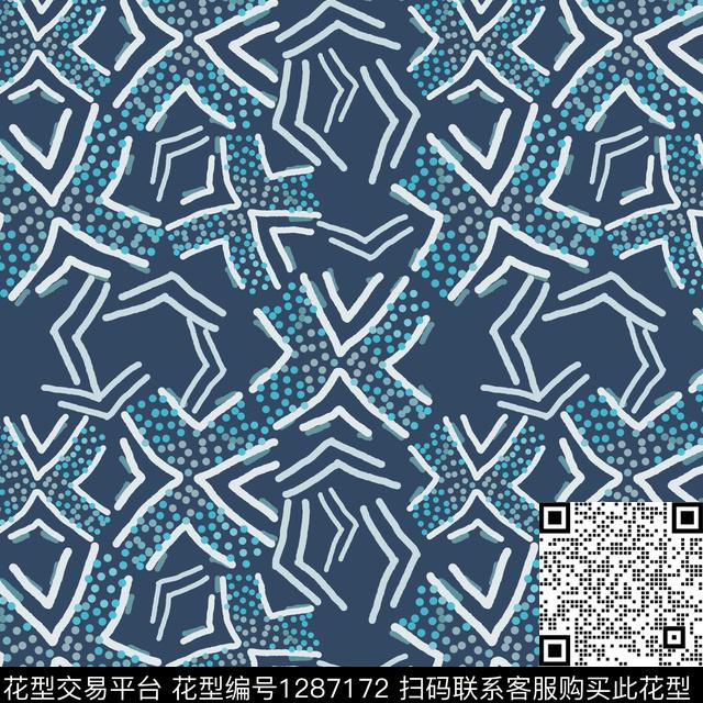 几何男装手绘线条笔触传统印花华亿平台下载（图片编号: 1287172） - 瓦栏（Walan）