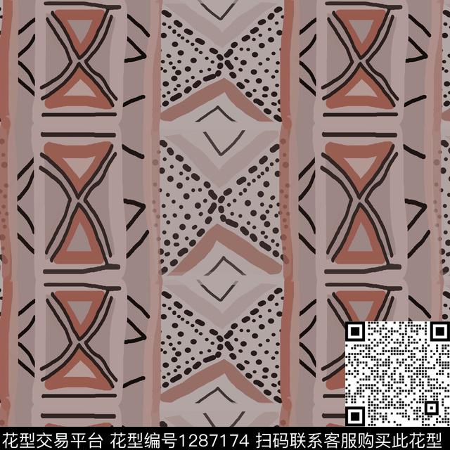 几何男装手绘线条笔触传统印花华亿平台下载（图片编号: 1287174） - 瓦栏（Walan）