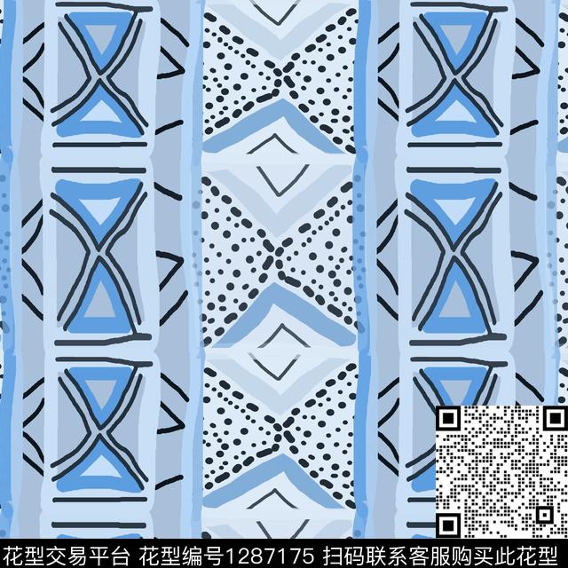 几何男装手绘线条笔触传统印花华亿平台下载（图片编号: 1287175） - 瓦栏（Walan）