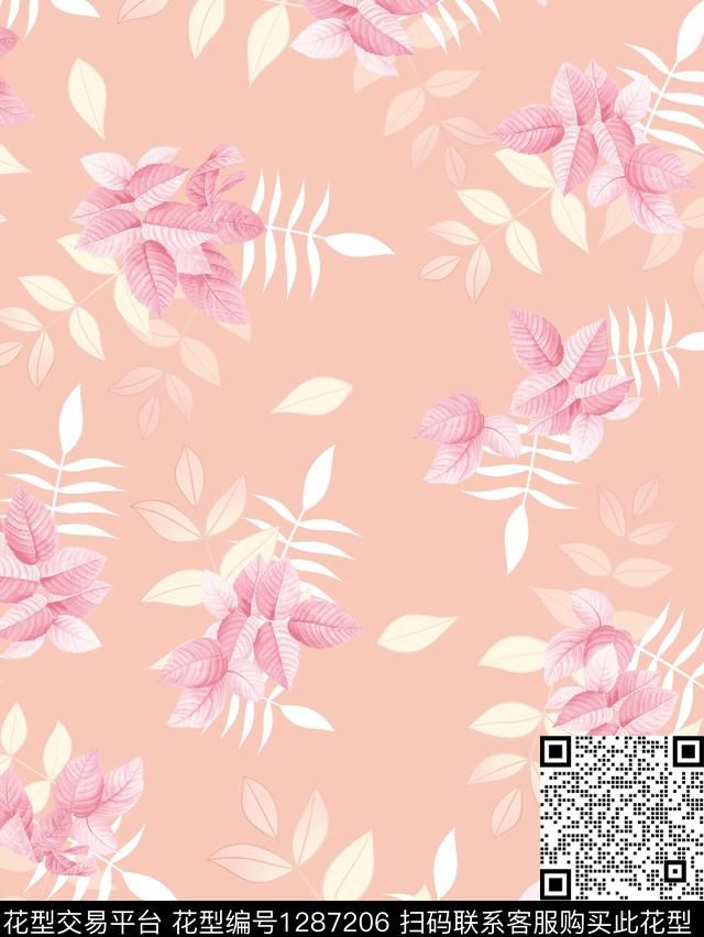 花卉绿植树叶大牌风数码印花华亿平台下载（图片编号: 1287206） - 瓦栏（Walan）