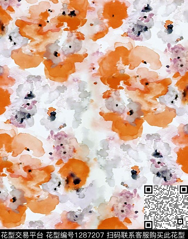 BIRD手绘花卉小碎花数码印花华亿平台下载（图片编号: 1287207） - 瓦栏（Walan）