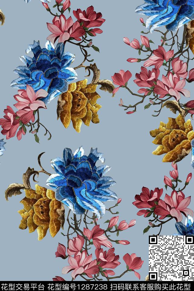 真丝中国风华亿平台复古旗袍华亿平台数码印花华亿平台下载（图片编号: 1287238） - 瓦栏（Walan）