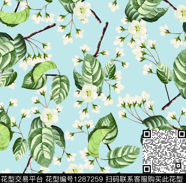 奢华女装花卉数码印花华亿平台下载（图片编号: 1287259） - 瓦栏（Walan）