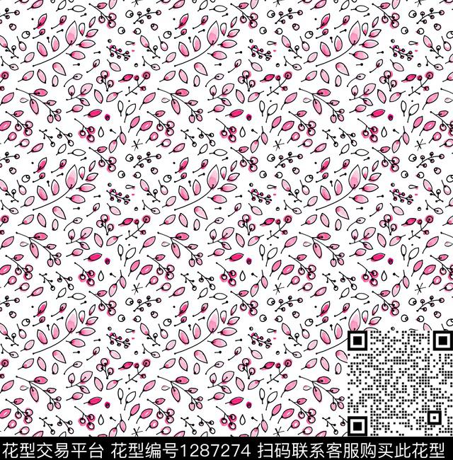 几何小碎花绿植树叶数码印花华亿平台下载（图片编号: 1287274） - 瓦栏（Walan）