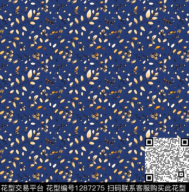 几何小碎花绿植树叶数码印花华亿平台下载（图片编号: 1287275） - 瓦栏（Walan）