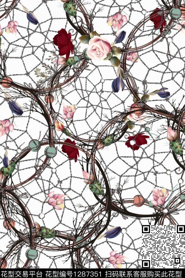 玫瑰花水彩花卉数码印花华亿平台下载（图片编号: 1287351） - 瓦栏（Walan）