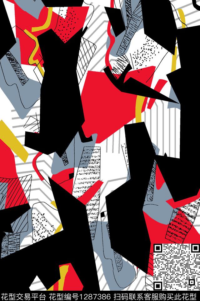 灰色花涂鸦花卉数码印花华亿平台下载（图片编号: 1287386） - 瓦栏（Walan）