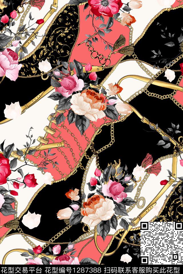 涂鸦佩斯利花卉数码印花华亿平台下载（图片编号: 1287388） - 瓦栏（Walan）