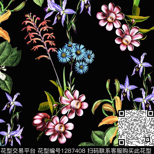 女装花卉绿植树叶数码印花华亿平台下载（图片编号: 1287408） - 瓦栏（Walan）