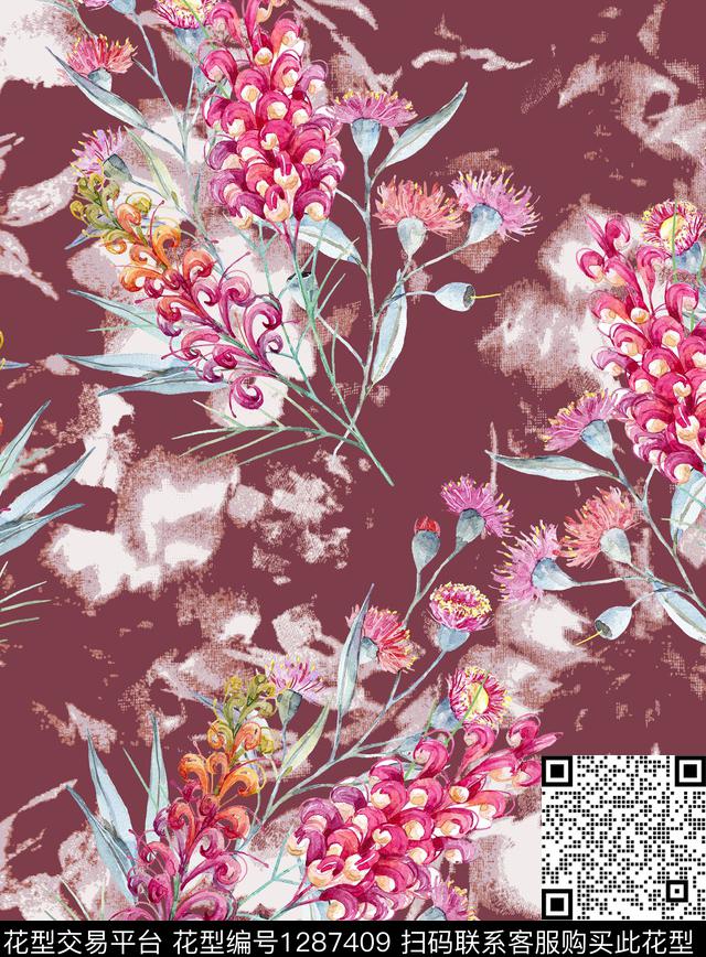 数码华亿平台水彩大牌风数码印花华亿平台下载（图片编号: 1287409） - 瓦栏（Walan）