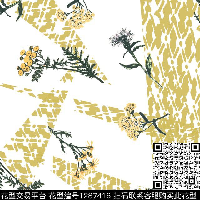 花卉大牌风小清新传统印花华亿平台下载（图片编号: 1287416） - 瓦栏（Walan）