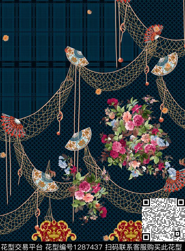 女装定位花奢华连衣裙数码印花华亿平台下载（图片编号: 1287437） - 瓦栏（Walan）