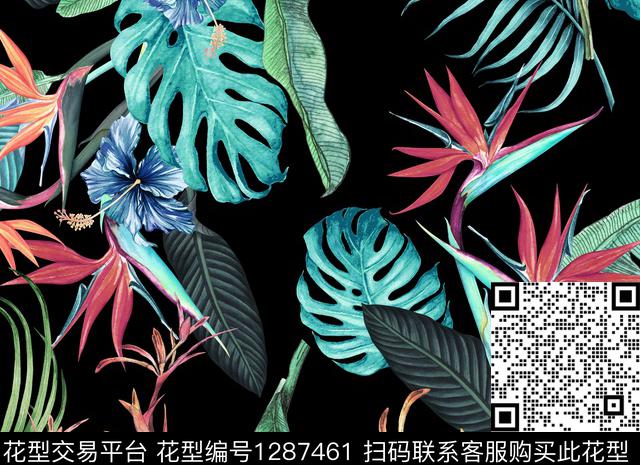 花卉热带华亿平台泳装数码印花华亿平台下载（图片编号: 1287461） - 瓦栏（Walan）