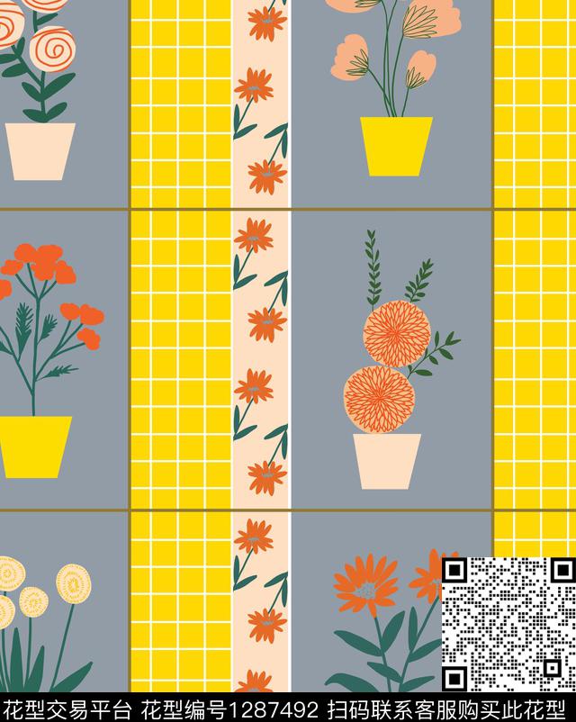 抽象花卉时尚场景传统印花华亿平台下载（图片编号: 1287492） - 瓦栏（Walan）