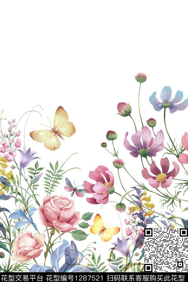 女装定位花大花花卉数码印花华亿平台下载（图片编号: 1287521） - 瓦栏（Walan）