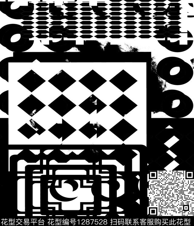 几何格子抽象传统印花华亿平台下载（图片编号: 1287528） - 瓦栏（Walan）