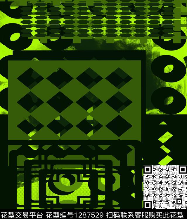 几何格子抽象数码印花华亿平台下载（图片编号: 1287529） - 瓦栏（Walan）