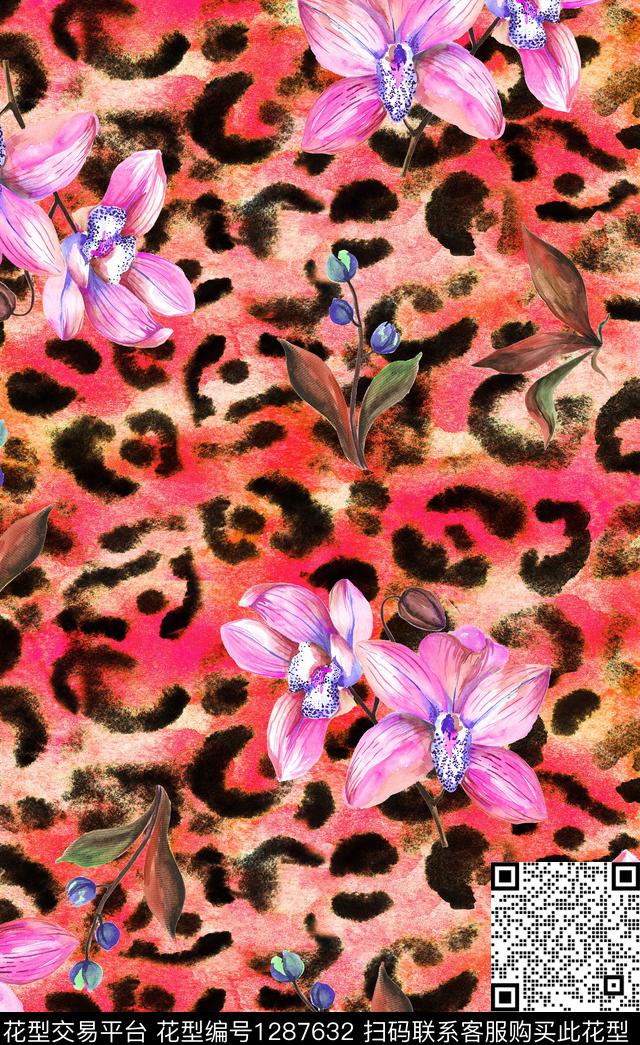 数码华亿平台水彩大牌风数码印花华亿平台下载（图片编号: 1287632） - 瓦栏（Walan）