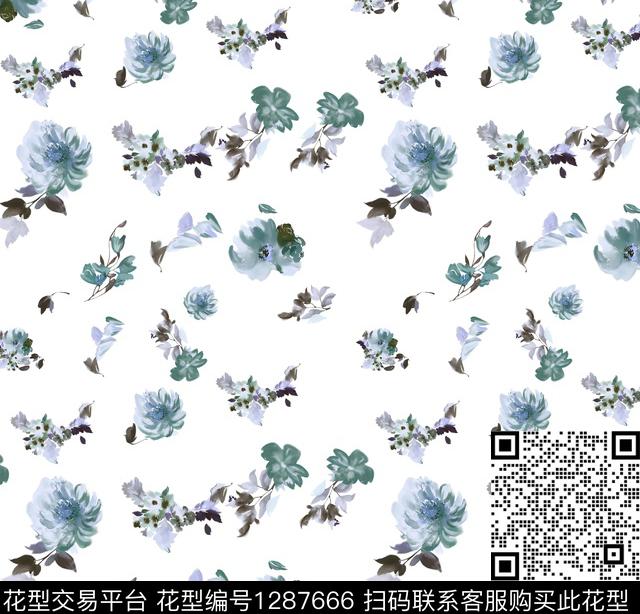 花卉大牌风小清新数码印花华亿平台下载（图片编号: 1287666） - 瓦栏（Walan）